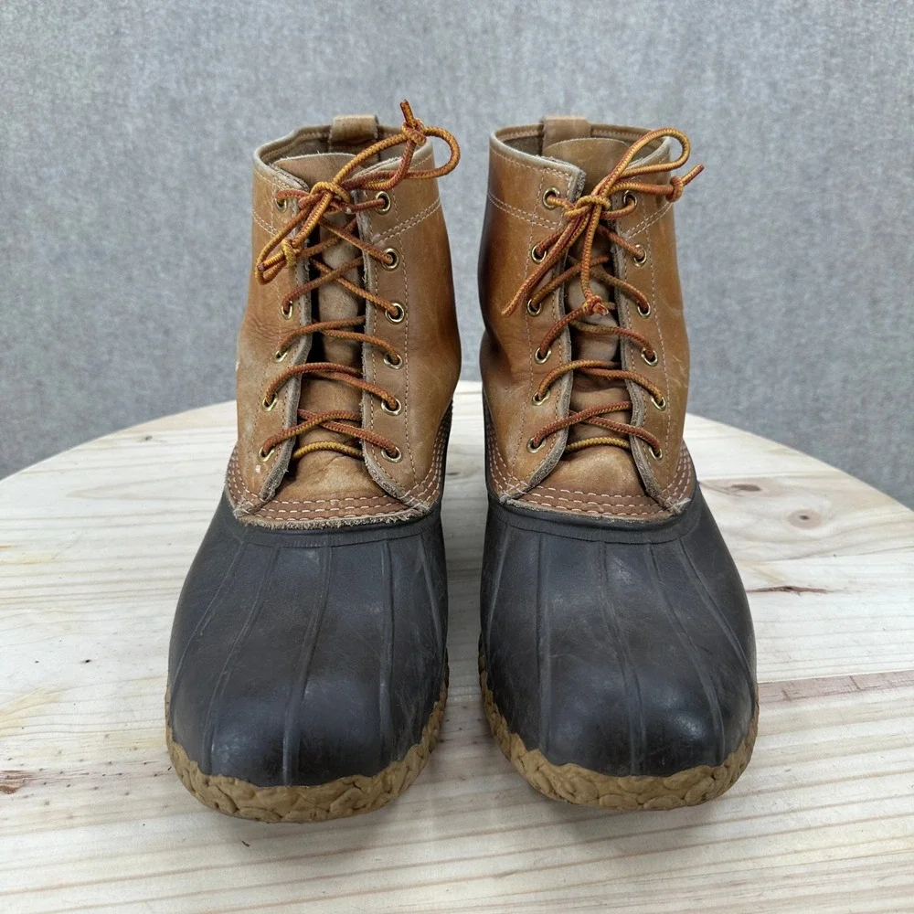 L.L. Bean Duck Boots Mens 13 Brown Waterproof Leather Lace Up Rain Snow Maine